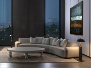 Изогнутый диван из ткани