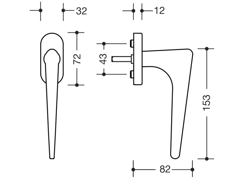 250PBFG.1 оконная ручка HEWI Edition matt | Polyamid  - Вид №3