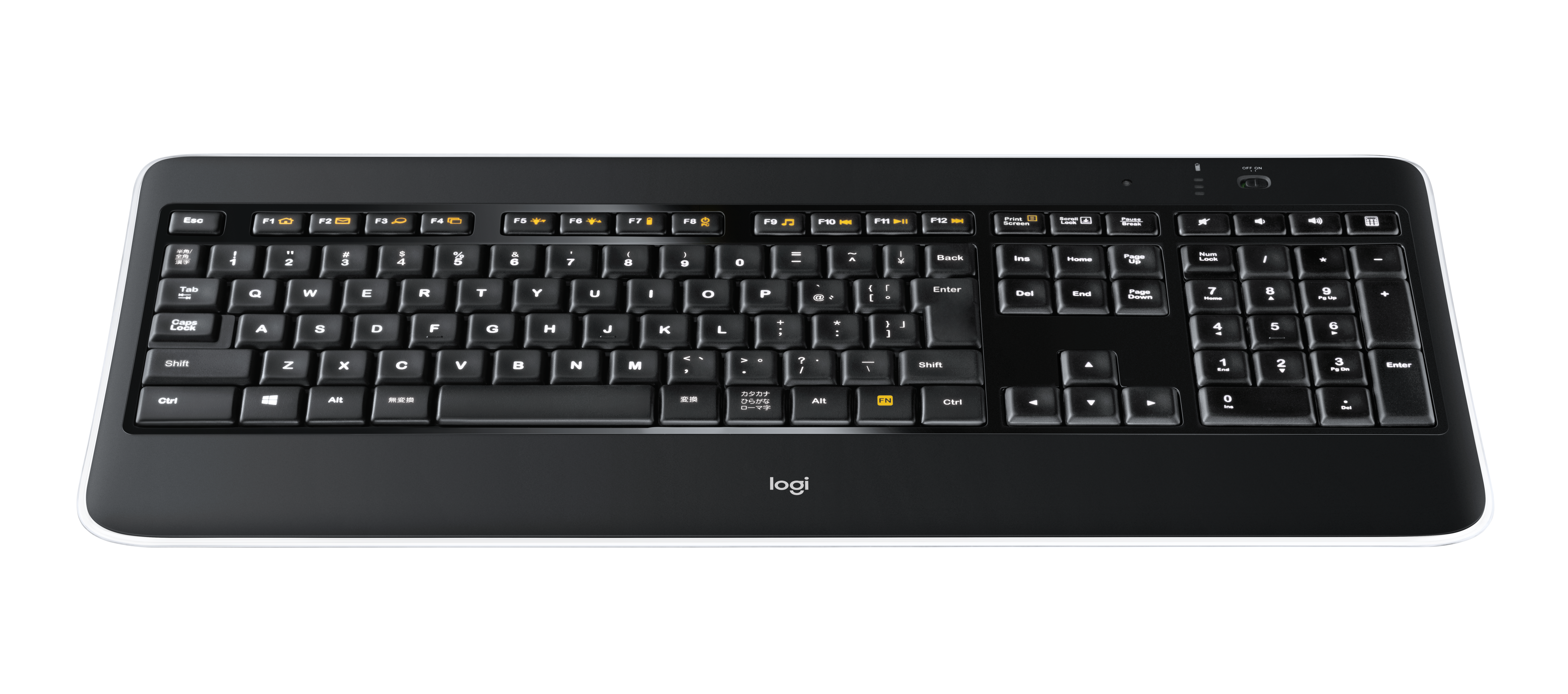 920-002395 Keyboard wireless illuminated k800 (usb, fm, 4 multimedia btn, low profile) retail Logitech Santreyd  - Вид №1