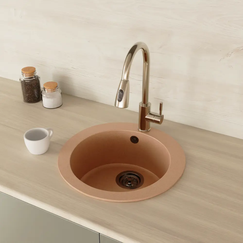 Мойка для кухни врезная KONSENSA 51x51 см глубина чаши 20 см кварц цвет бежевый 89426723 STLM-2129710 Lm1 51x51 - Вид №9