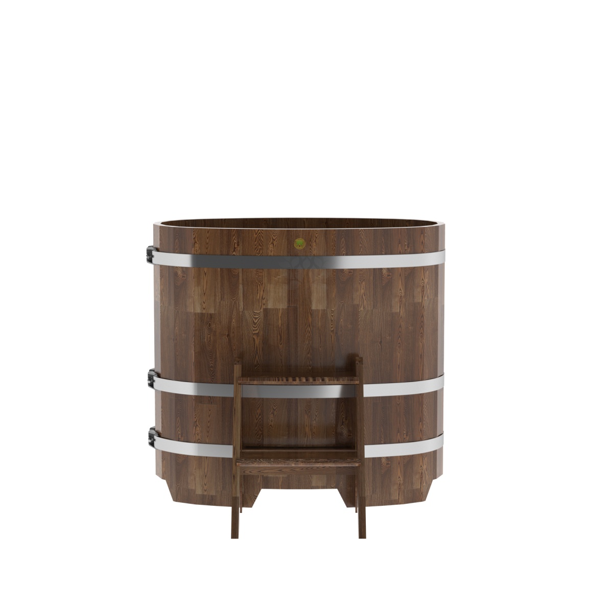 1486 Купель овальная из сращенных ламелей лиственницы 0,59х1,06х1,0 морёная Alyarus  - Вид №3