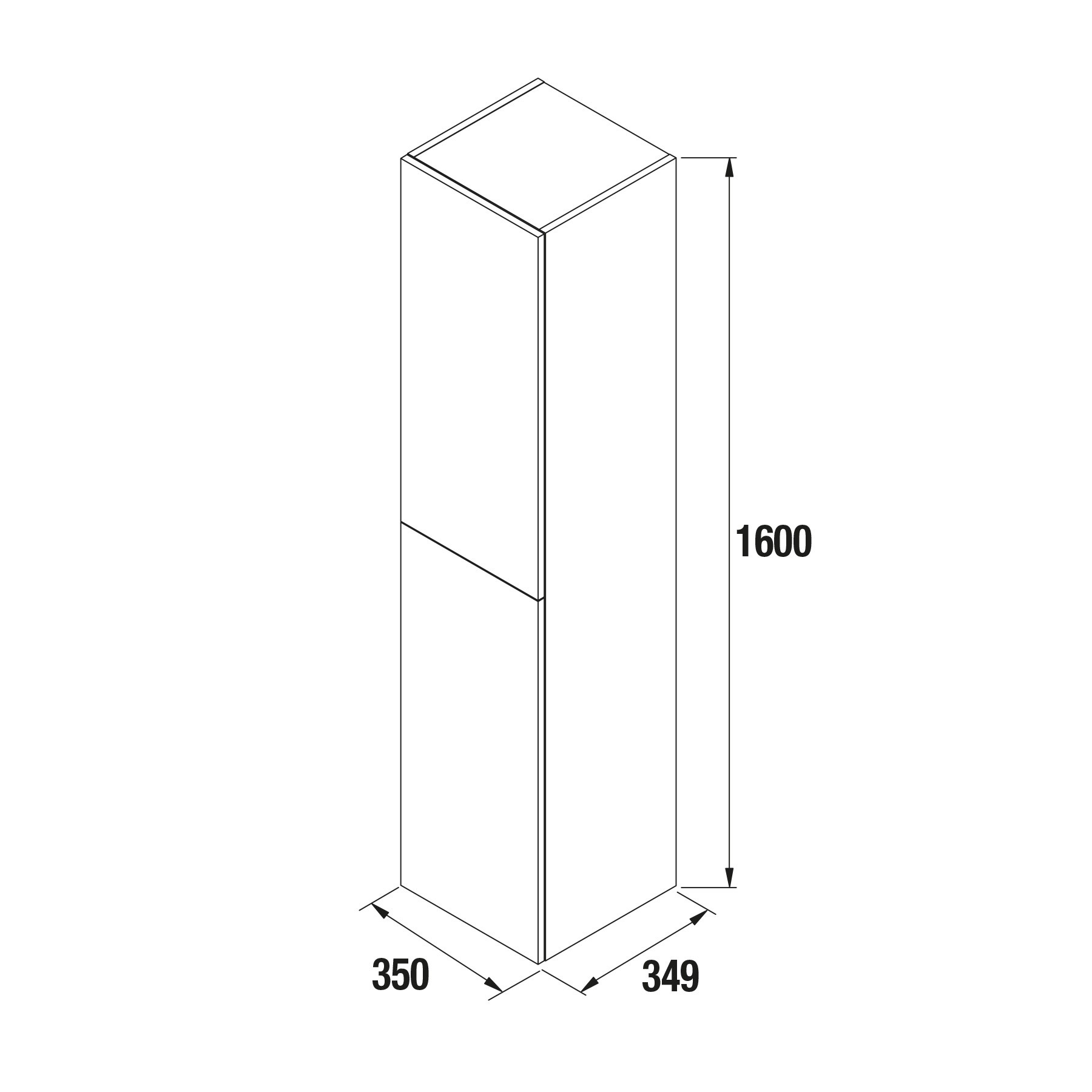 23223 SALGAR Колонна АЛЬЯНС 1600 двусторонняя 2-дверная нажимная SBIANCATO 350 x 1600 x 349 мм Sbiancato  - Вид №2