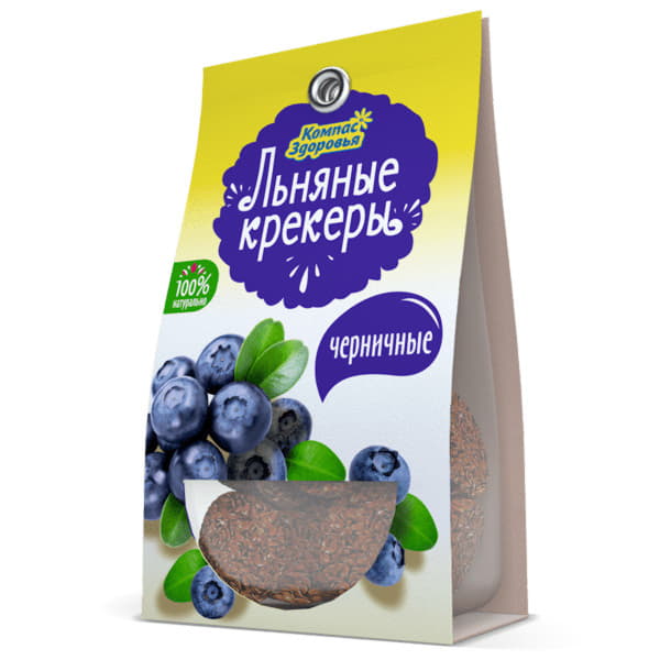 Крекеры льняные безглютеновые с черникой Компас Здоровья 50 г Santreyd 12927