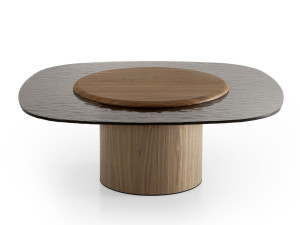 Журнальный столик из ореха и стекла для гостиной