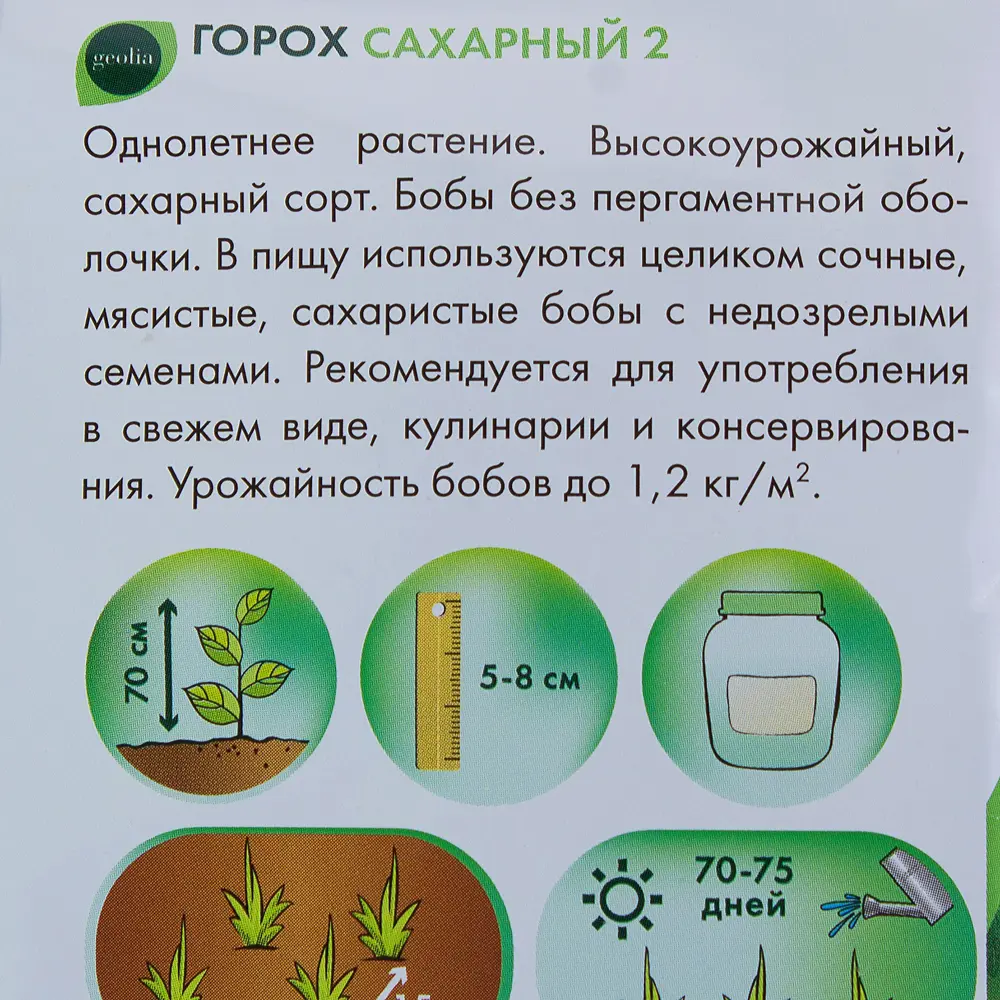 Горох Geolia Сахарный 2 — нежные стручки для урожайного сезона 17585375 STLM-0963656 - Вид №2