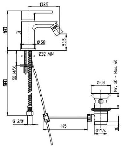 Paini Arena 92CR3062SFTKM смеситель для биде - Вид №1