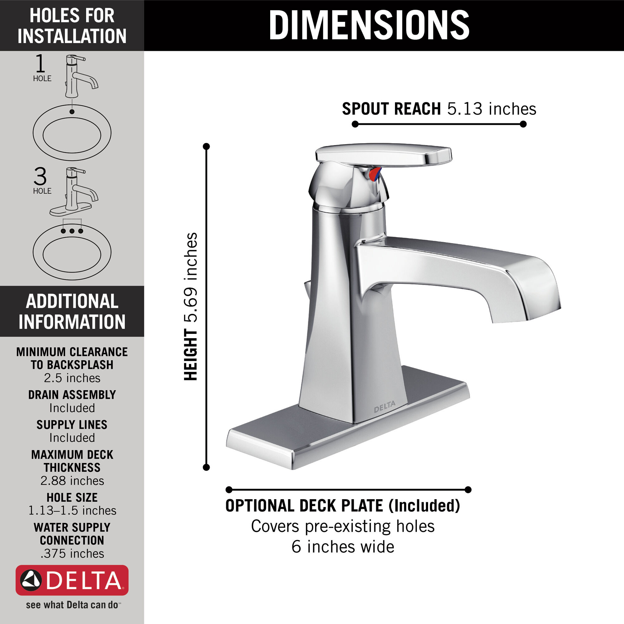 564-MPU-DST Смеситель для ванной с одной ручкой Delta Faucet Ashlyn Хром  - Вид №4