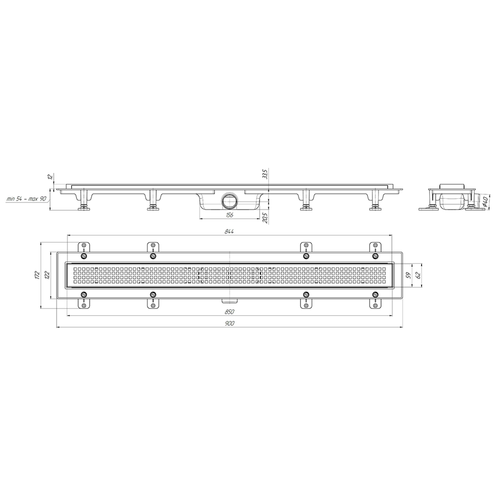 Трап для душа Equation комбинированный затвор 850x62 мм пластик цвет черный STLM-2040437 - Вид №2