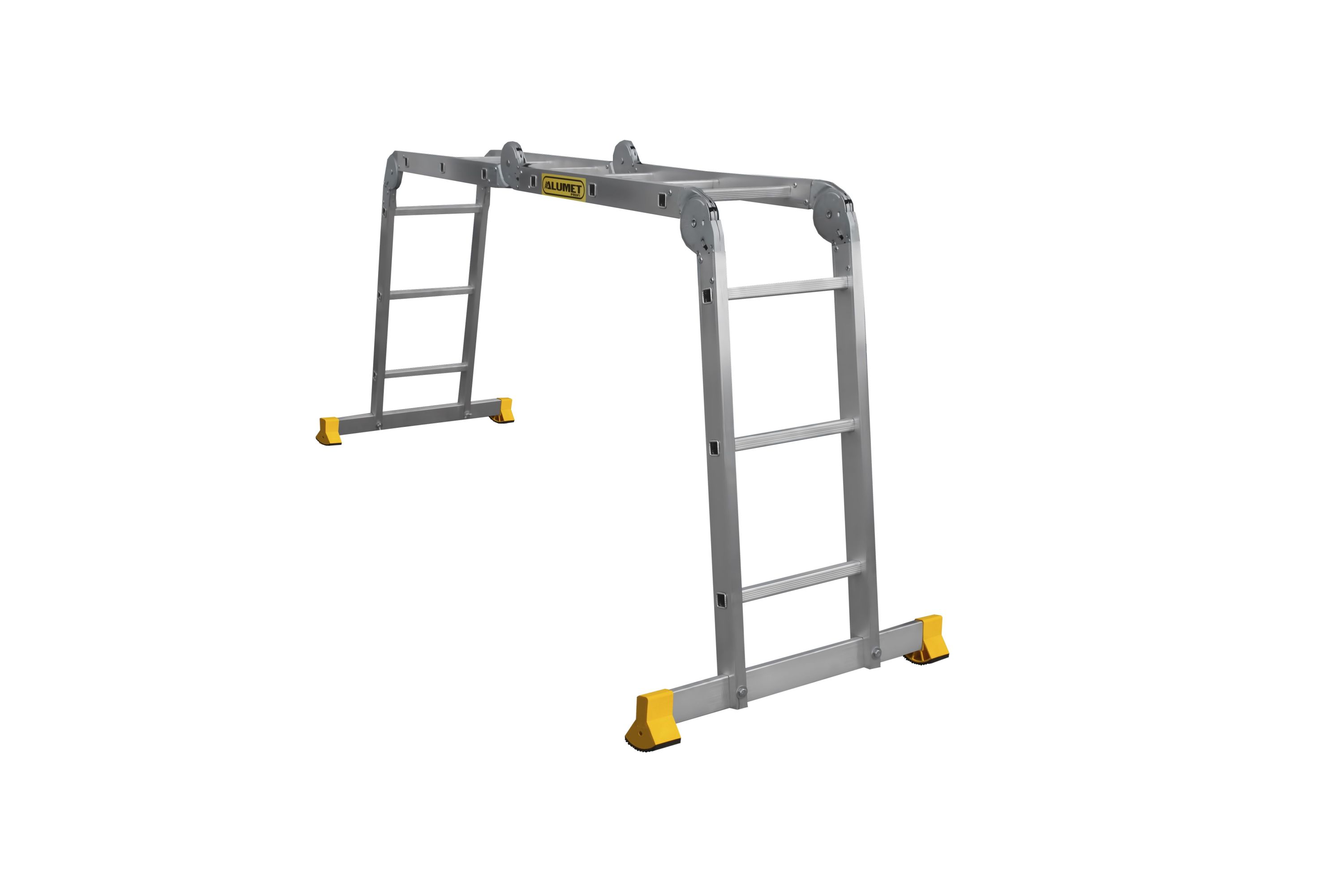 Алюминиевая профессиональная четырехсекционная шарнирная универсальная лестница (трансформер) ALUMET T433