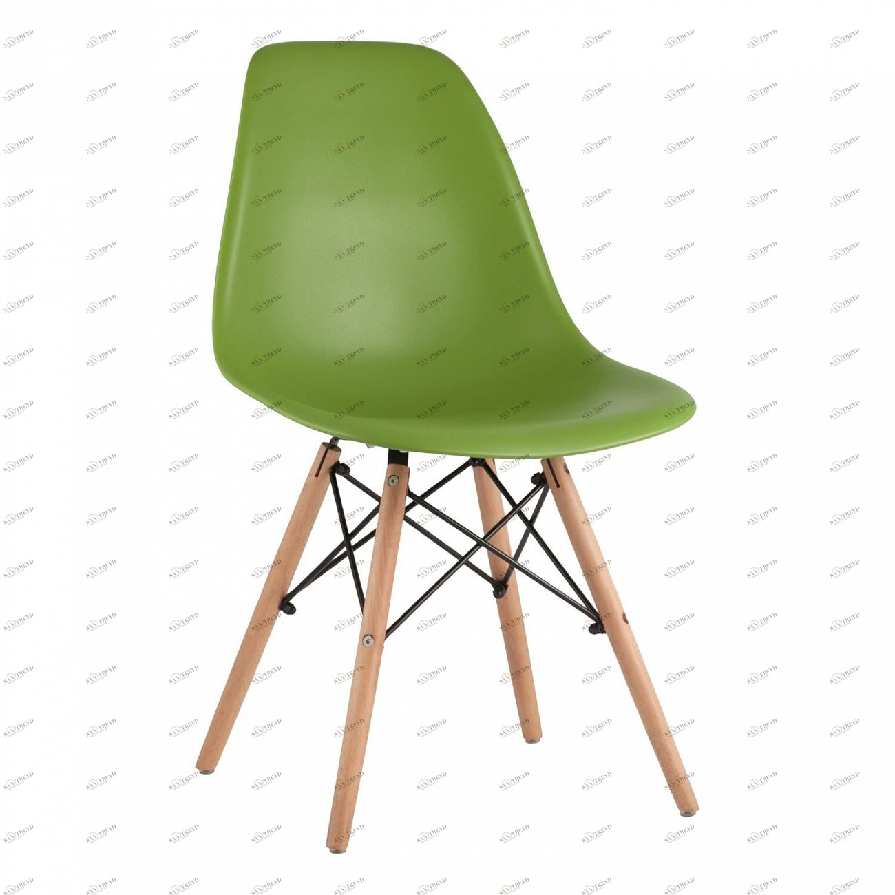 Стул со спинкой зеленый с деревянными ножками Eames EAMES ДИЗАЙНЕРСКИЕ, EAMES DSW 00-3882023 Зеленый 