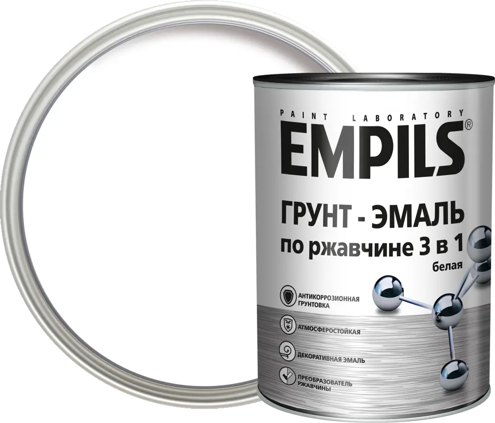 84434162 Грунт-эмаль по ржавчине 3 в 1 Empils PL гладкая цвет белый 0.9 кг STLM-0049983