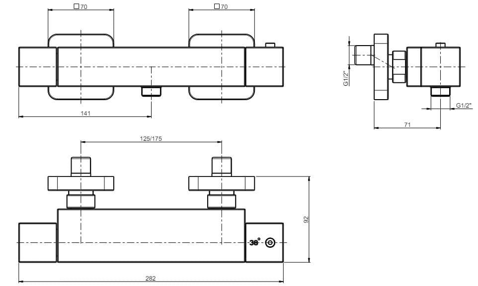 Термостатический смеситель для душа на открытом воздухе Rubinetterie Frattini душевые ARCH-00020111 - Вид №2