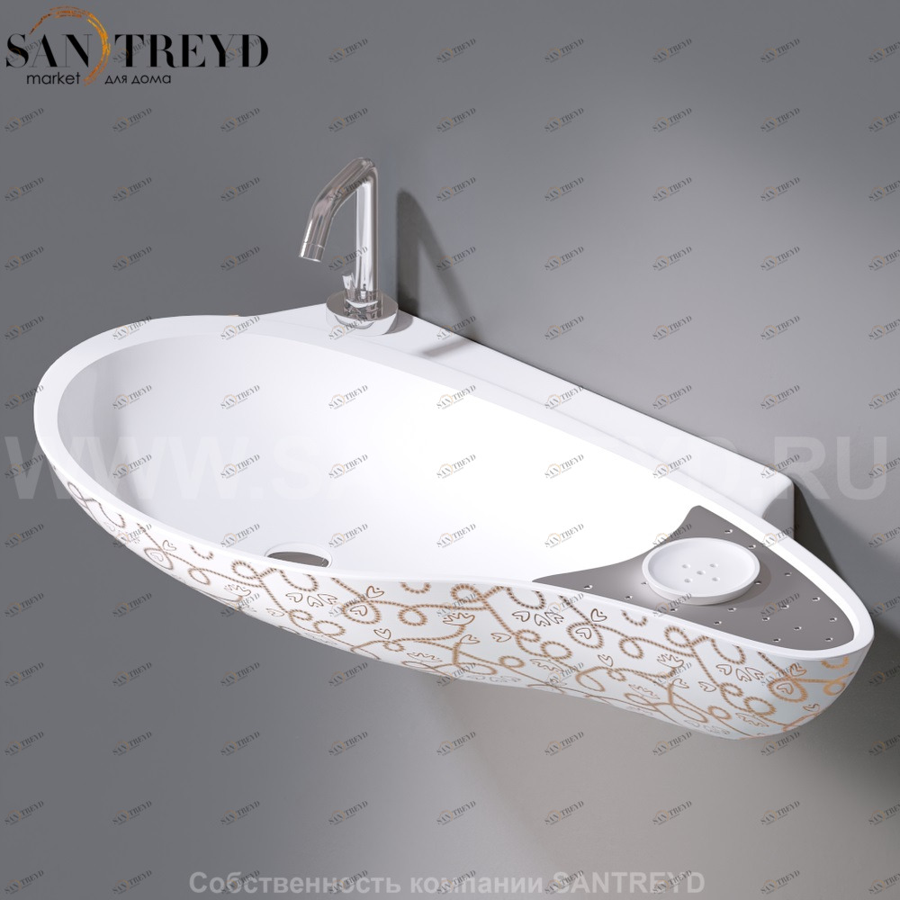 L235T0R1V4..400G Подвесная раковина настенная овальная A. e T. Italia SPOT белая AeT ITALIA ACCENT L235T0R1V4.400G