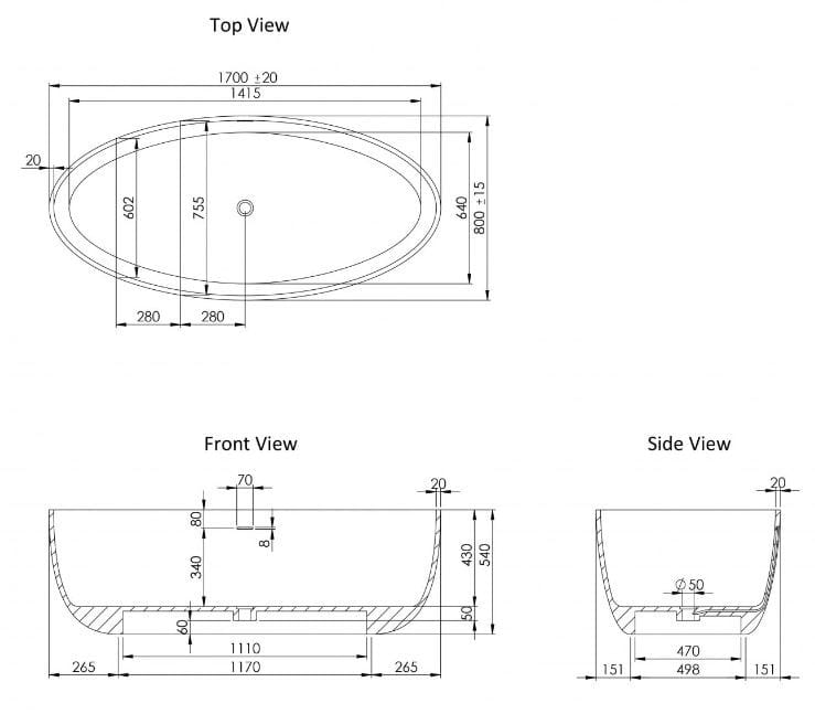 Овальная ванна в центре комнаты из смолы LUSSO витрина ARCH-00076850 - Вид №3