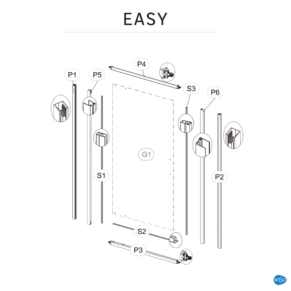 Стекло для распашной душевой двери Sensea Easy 100 см прозрачное, цвет профиля на выбор 85868675 STLM-2003960 - Вид №33