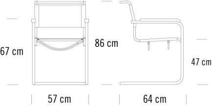 Thonet Кресло с консольной сеткой и подлокотниками S 33 sun-id-1401355 - Вид №1