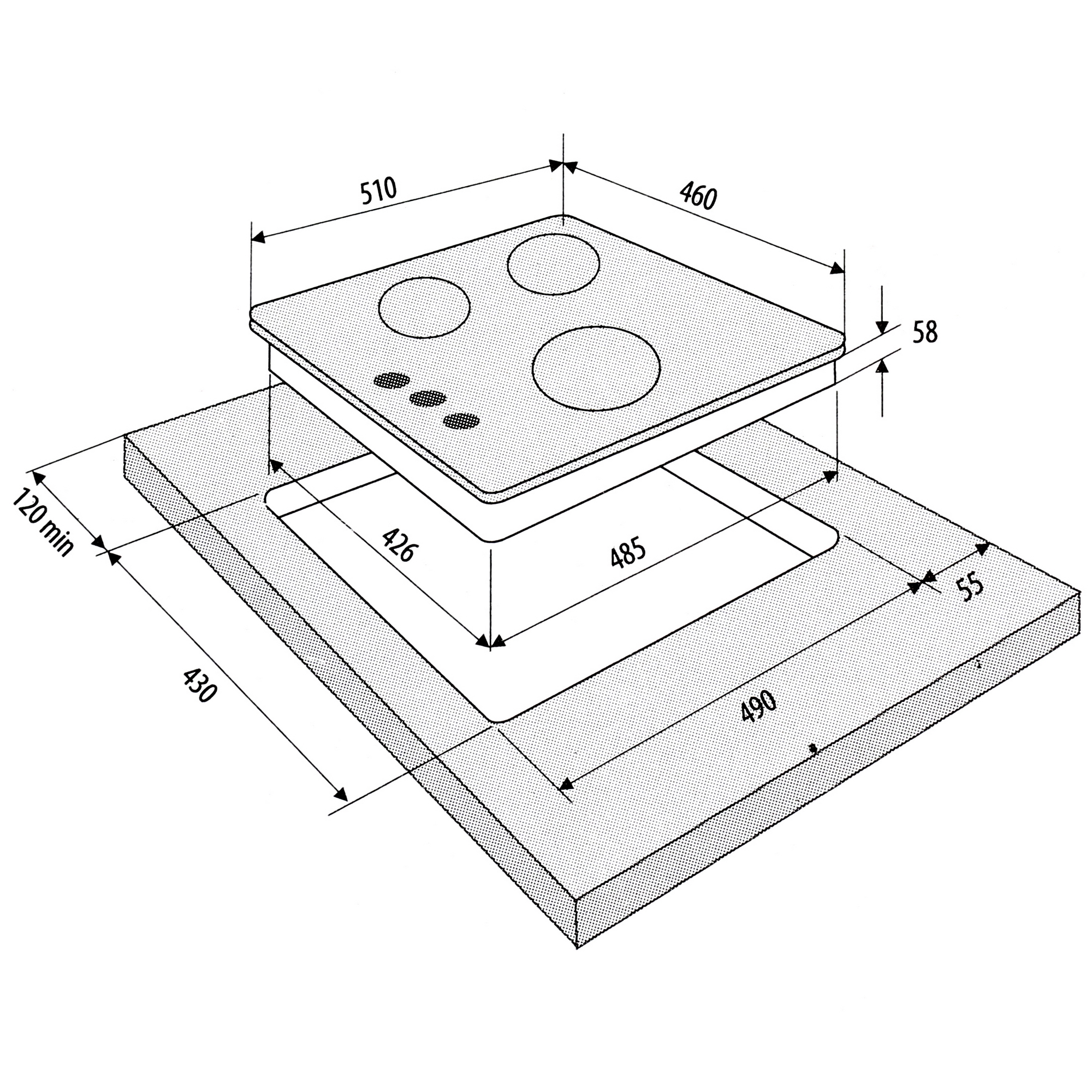 5046437 Газовая варочная поверхность KRONA FELICE 45 BL KRONA1 STDN-0105979 - Вид №6