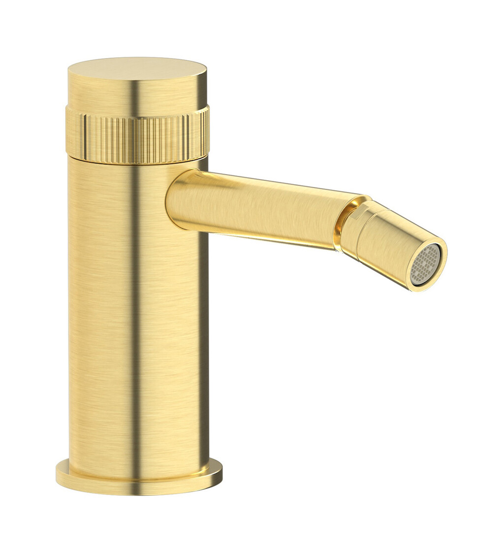 Прогрессивный смеситель для биде на 1 отверстие в комплекте с донным клапаном. WE ARE IB rx220is Brushed Pale Gold Reflex