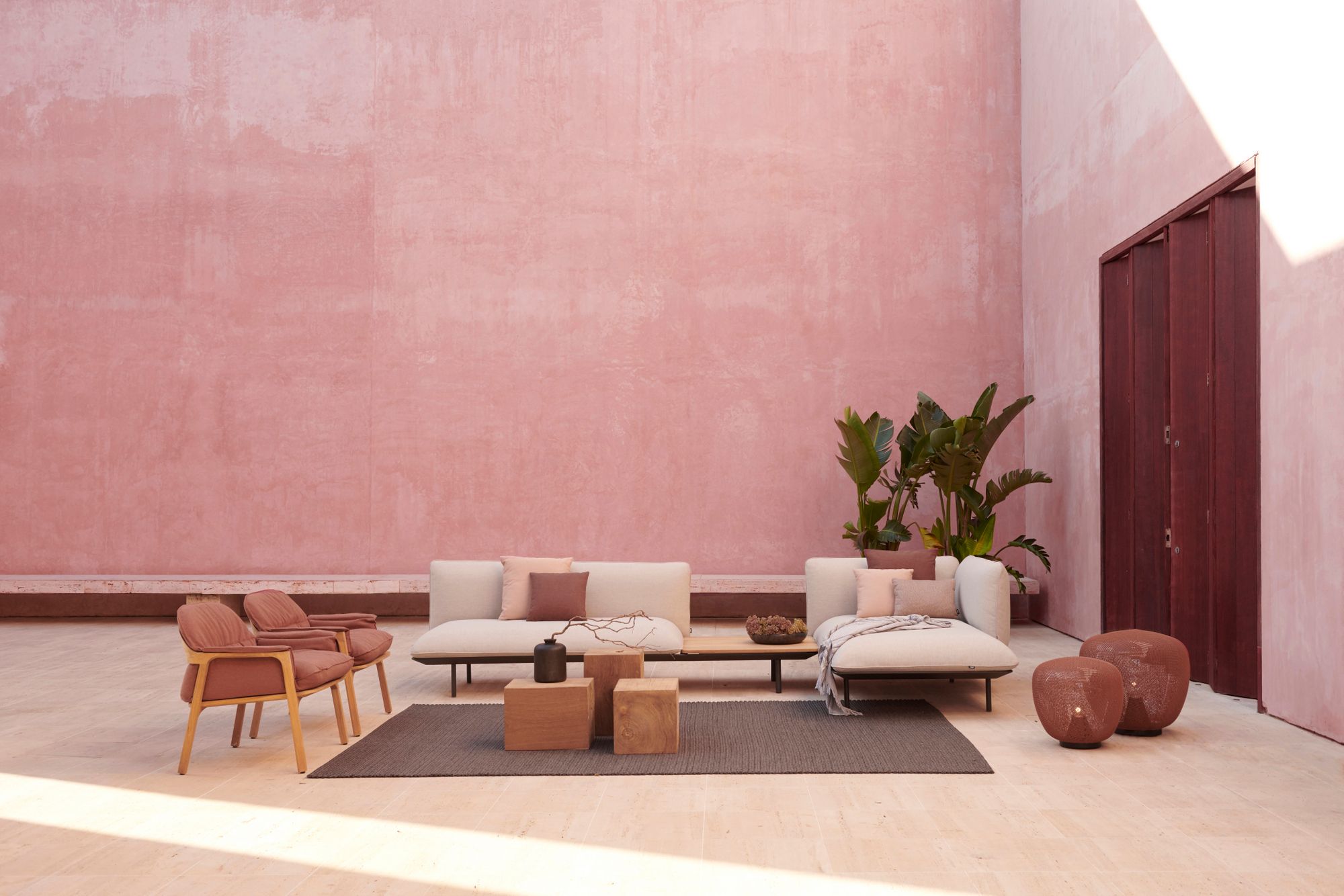 Тканевый угловой модульный садовый диван TRIBÙ Senja ARCH-00108940 - Вид №2