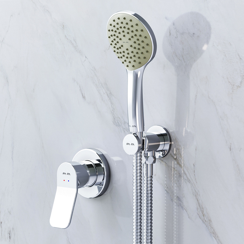 FB85A2H000 набор: см-ль д/душа душевой набор ( ручн.душ 110 мм 1 режим) шланговое присоеди AM.PM X-Joy  - Вид №1