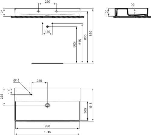 Прямоугольный умывальник Diamatec® Ideal Standard Solos ARCH-00028864 - Вид №2