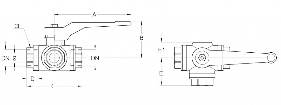 CIMBERIO CIM 21T 34 Трехходовой шаровой кран с "T" портами CIM 21T  - Вид №1