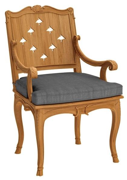 ASTELLO Садовый стул из тика с подлокотниками Fleur de lys sun-id-1495880 - Вид №1