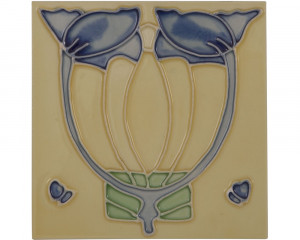 LGC089 Набор из 10 синих цветов на кремовой плитке Сarronheating