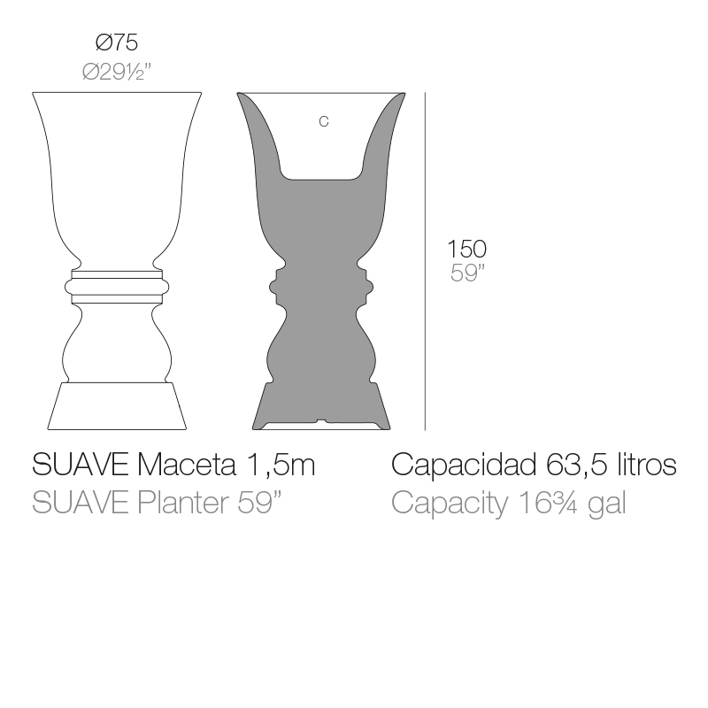 070412 Кашпо диаметр 75x150 Vondom SUAVE