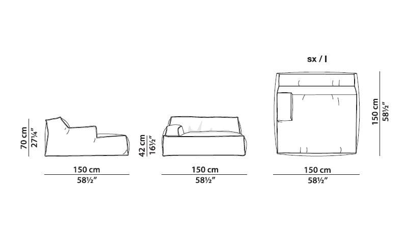 Кожаный Dormeuse с подлокотниками Baxter Дамаск ARCH-00016508 - Вид №1