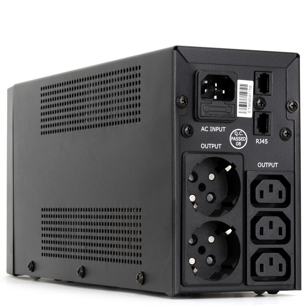 CMU-SP650COMBO Ups 650va/360w, металл, 1x12v/7ah, розетки 3*iec + 2*euro, трансформатор avr 140-290v, съёмный кабель 1.5 м, фильтр телефонной и ethernet линии rj-11/45, защита батареи, от перегрузки, от кз Crown Santreyd  - Вид №1