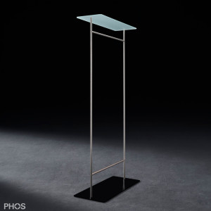 GST2G-BPS Шкаф-двойка с гладкой платяной штангой и стеклянной полкой, основание: черное. PHOS