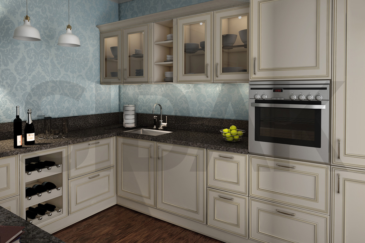 Фасады для кухни Патина Фрезеровка «Брэдфорд» 701 Деним SIDAK SIST3448-7775 - Вид №1