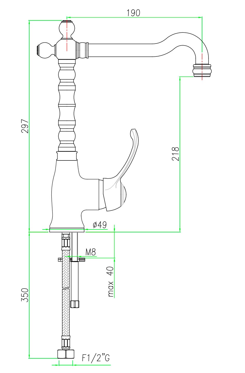 AU831802065 Смеситель для раковины Webert Aurora - Вид №2