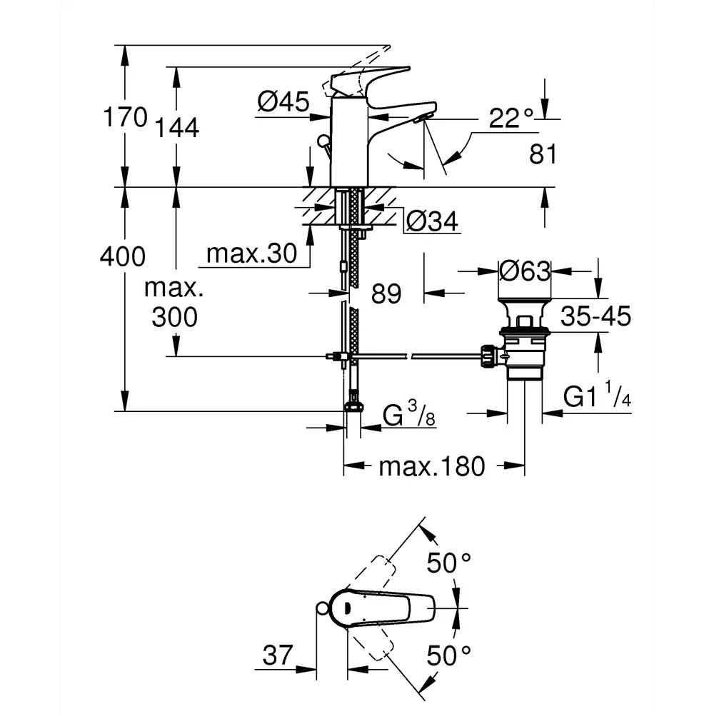 Grohe BauFlow — однорычажный смеситель для раковины с аэратором 15038546 STLM-0005217 - Вид №6
