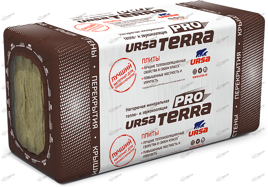 Тепло-звукоизоляция Ursa Terra 34PN PRO 1000х610х100мм (3,05м2; 0,305м3) 14103