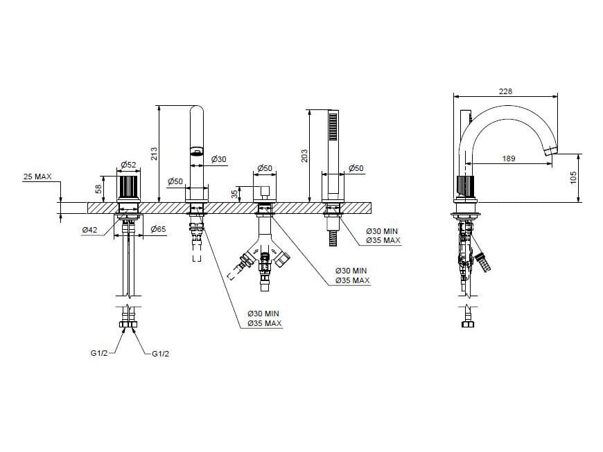 Хромированный латунный кран с 4 отверстиями Bugnatese Moon ARCH-00100899 - Вид №2