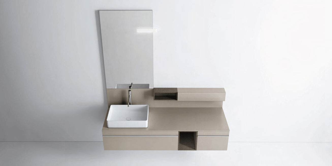 Комбинация ванной комнаты S108 в отделке BASIC Milltek/мат.лак.Cipria/ламинат Sacco MILLDUE SINTESI SINTESI108CIPRIA - Вид №1