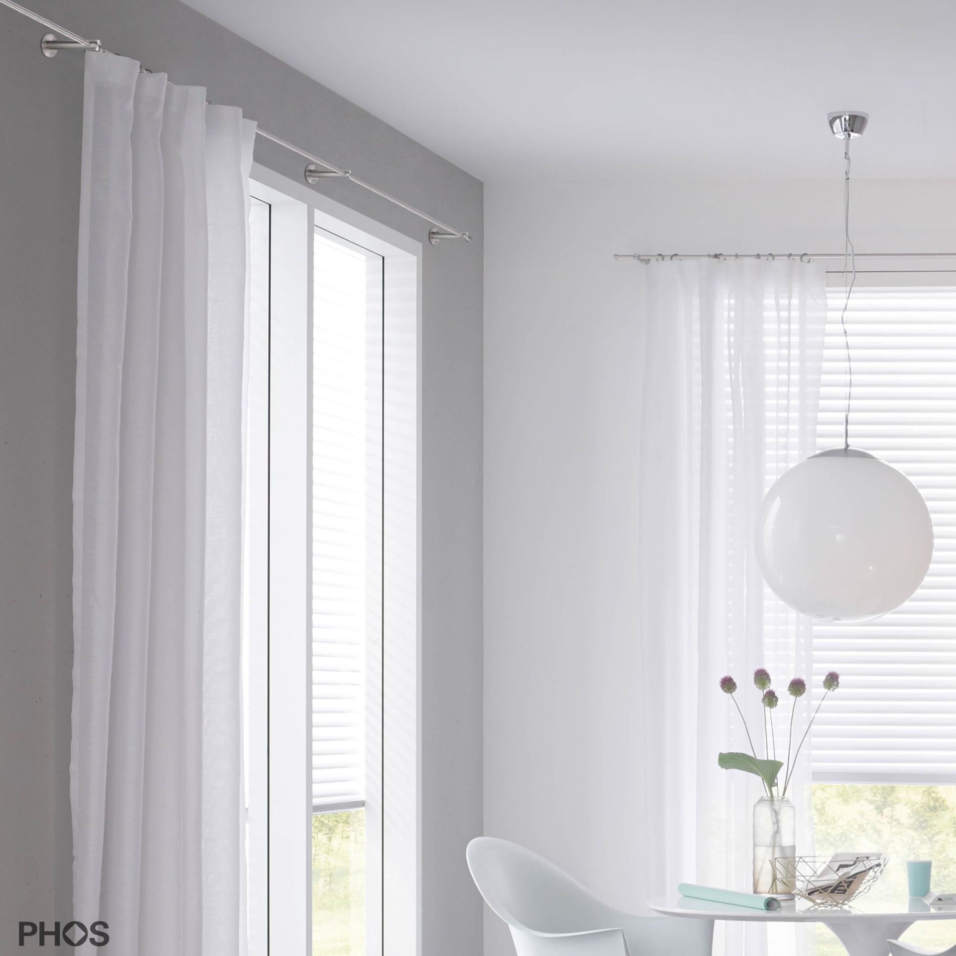 VS20-100-1400 Комплект карнизов: 140 см с 2 кронштейнами (среднее расстояние от стены) PHOS  - Вид №3