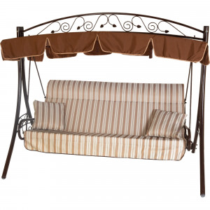 82492359 Качели садовые Элит 3-х местные (до 280 кг) темно-коричневый/ бежевый