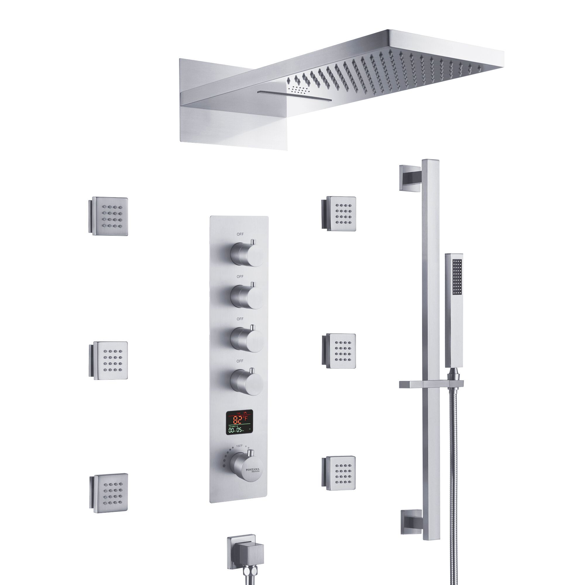 Светодиодный электронный встраиваемый набор для душа Fontana Showers MANOSQUE ARCH-00071101