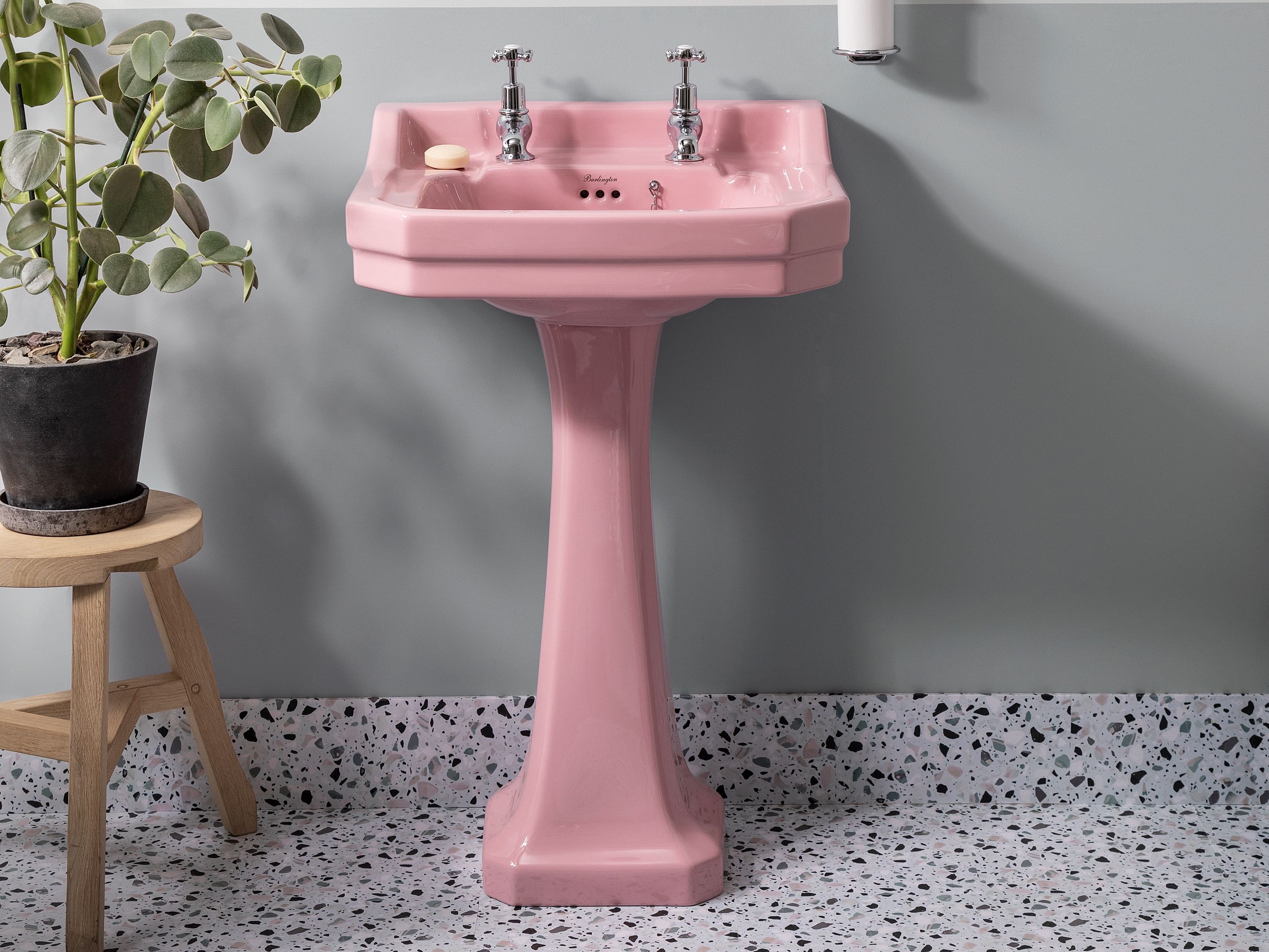 Прямоугольный умывальник из стекла на колонне Burlington На заказ ARCH-00055802 - Вид №2