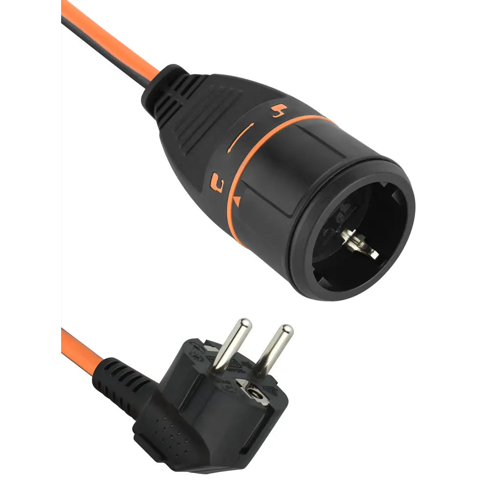 Удлинитель-шнур Electraline Electralock 1 розетка с заземлением 3x1.5 мм 10 м 3580 Вт цвет оранжевый/черный 82746257 STLM-2013665  - Вид №1