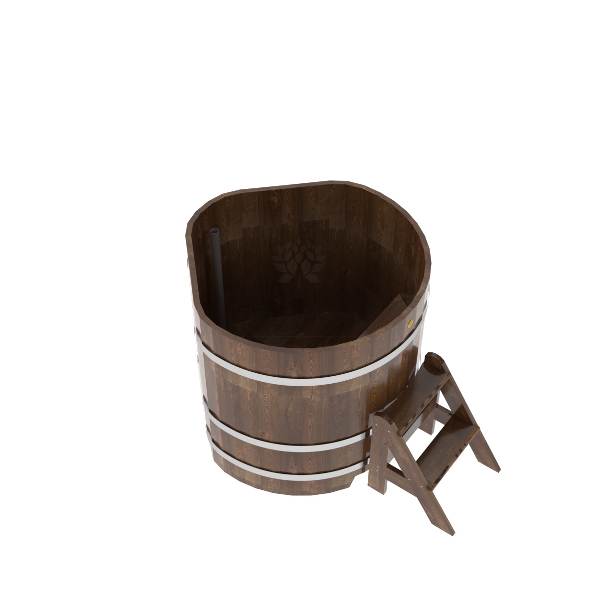 1565 Купель угловая из сращенных ламелей лиственницы 1,03х1,03х1,0 морёная Alyarus  - Вид №1