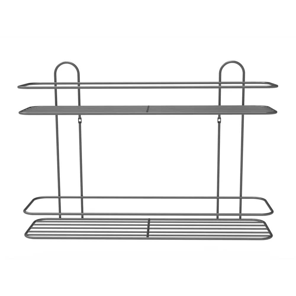 Полка для ванной Lemer Rhine двухъярусная 10x40 см металл цвет графит STLM-2043181