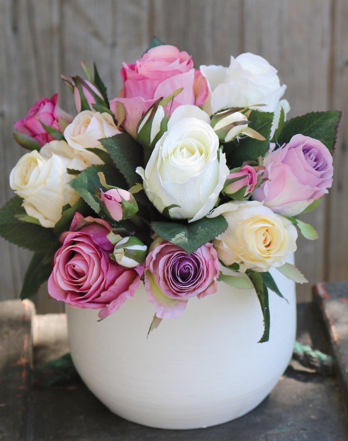 2613 755 a3 Искусственный букет из шиповников, 16-цветков, 28 см, бежево-роза H-andreas  - Вид №2