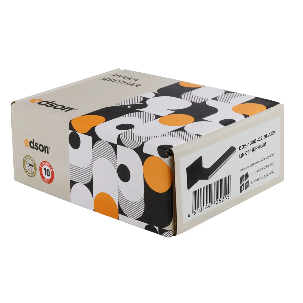 Дверные ручки EDSON EDS-130B-Q2 на розетке, черные 85170365 STLM-0059383 - Вид №2