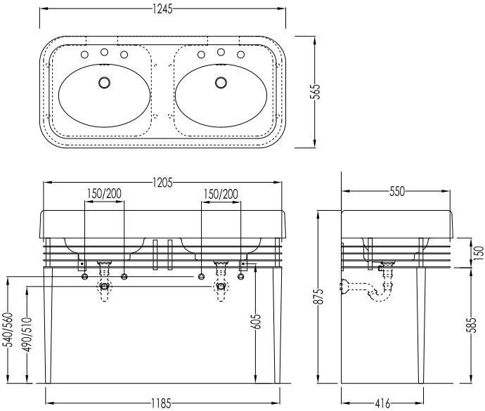 Devon&Devon Двойная керамическая консольная мойка Blues sun-id-1364384 - Вид №5