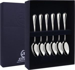 10644574 Аргента (Россия) Набор кофейных ложек 6пр "Элегант" +футляр Серебро 925