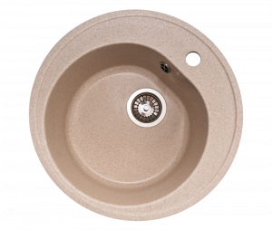 RD10 Круглая, глянцевая мойка для кухни , цвет бежевый Raiber